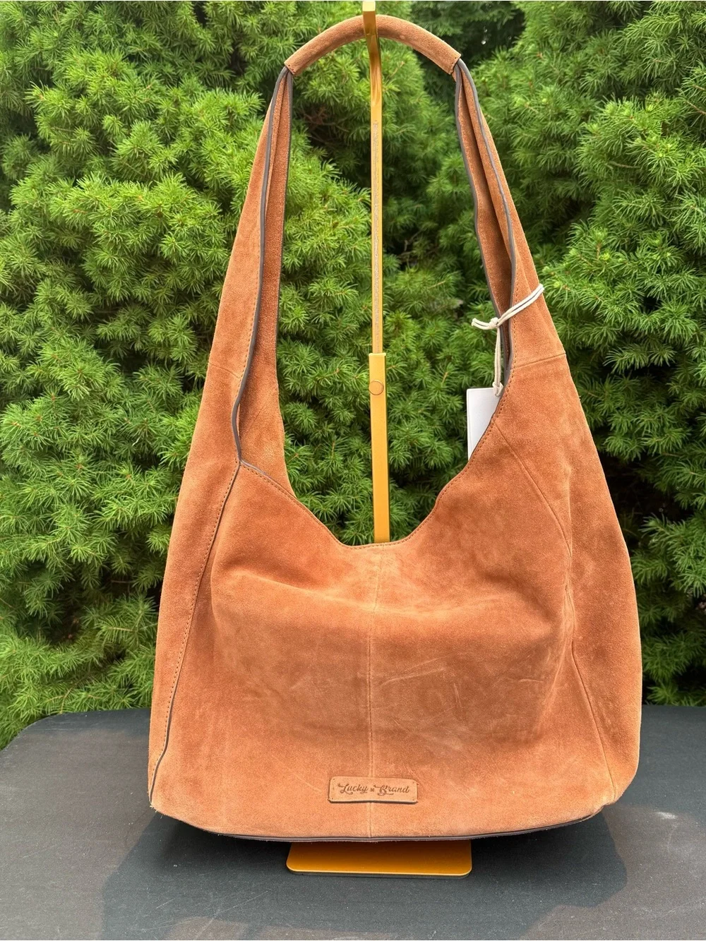 Lucky Brand Cognac Suede Shoulder ‘Clem’ Hobo Bag